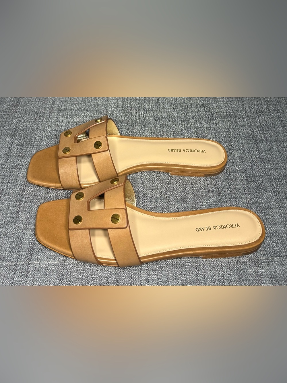 Veronica Beard Via Slide Sandals Honey Leather Size 8M - Picture 4 of 7